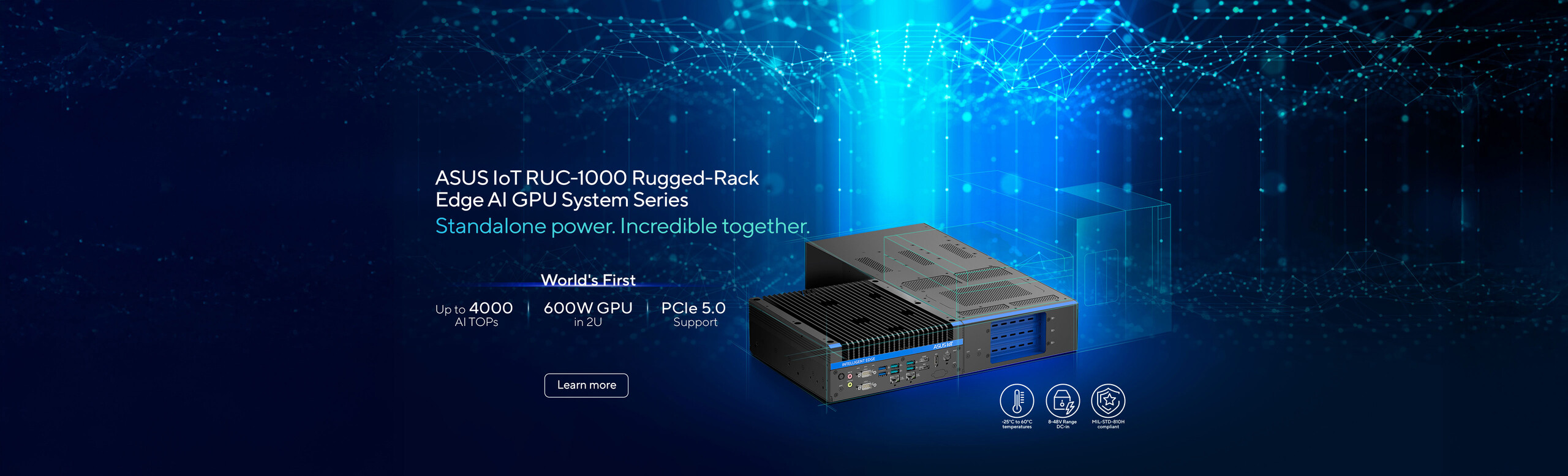 Rugged ASUS RUC-1000 series rack edge AI computer designed for durability and high performance in demanding environments.